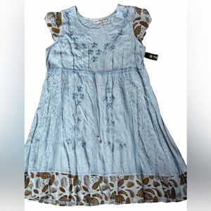 Raya Sun ladies hippie show festival Plus Size embroidered blue dress 3X NEW